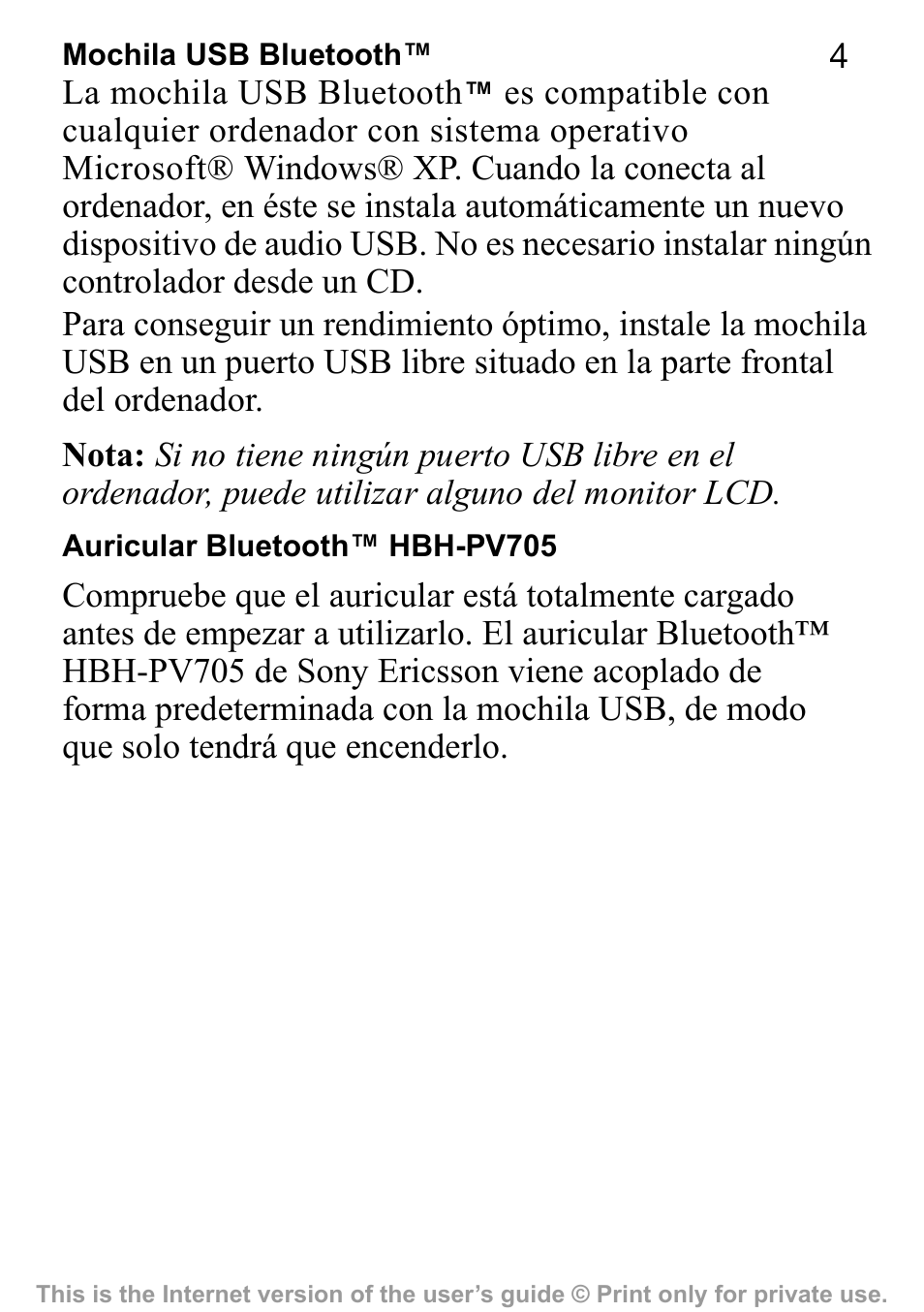 Sony Ericsson HBV-100 User Manual | Page 4 / 34