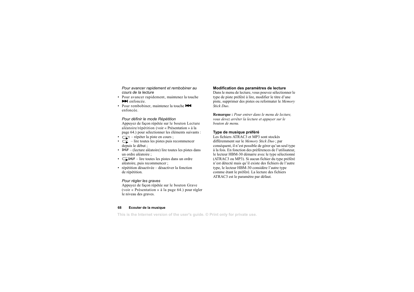 Sony Ericsson HBM-30 User Manual | Page 68 / 121