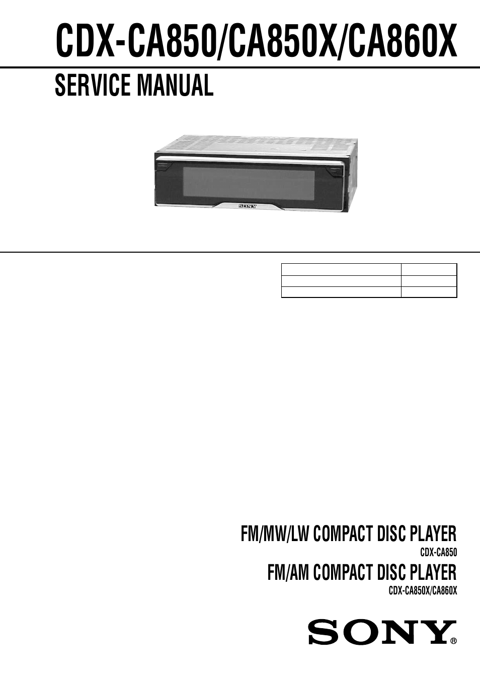 Sony Ericsson CDX-CA860X User Manual | 62 pages