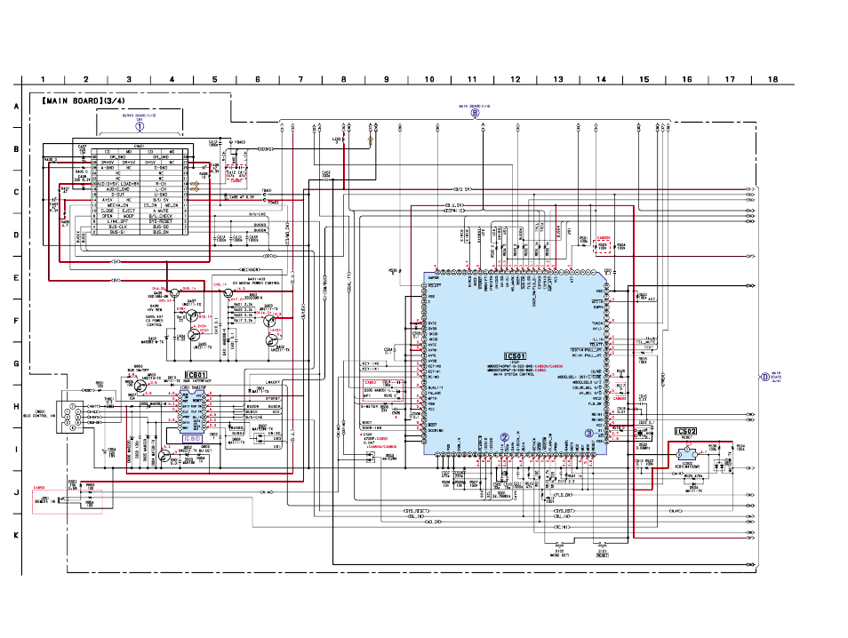Schematic diagram-main section (3/4), Reset, Batt (l) | Check, Bus on, Cont, Data, Flash on, Boot, Door ind | Sony Ericsson CDX-CA860X User Manual | Page 36 / 62