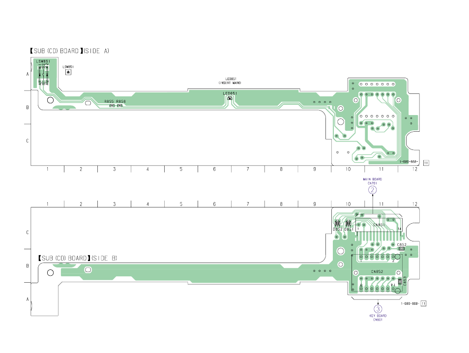 Printed wiring board-sub (cd) section | Sony Ericsson CDX-CA860X User Manual | Page 38 / 62