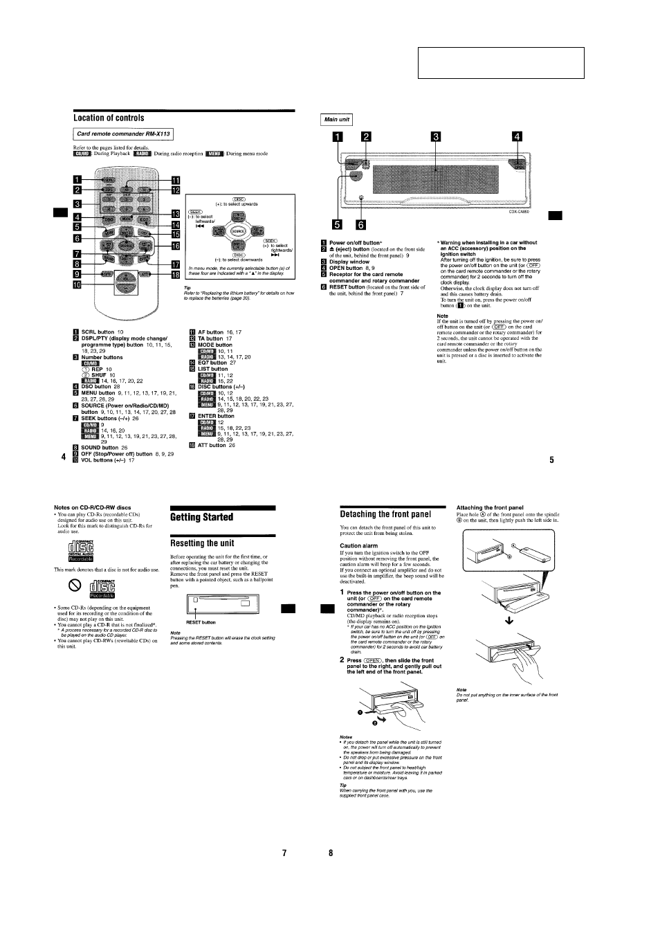 General | Sony Ericsson CDX-CA860X User Manual | Page 4 / 62