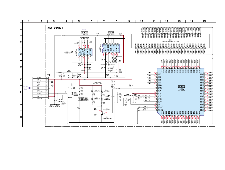 Schematic diagram-key section, Sircs, Buffer | Ic903, Data, Dimmer, 4mhz, Xout), 6vp-p | Sony Ericsson CDX-CA860X User Manual | Page 41 / 62