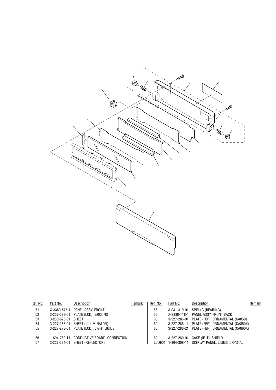 Front panel section | Sony Ericsson CDX-CA860X User Manual | Page 47 / 62