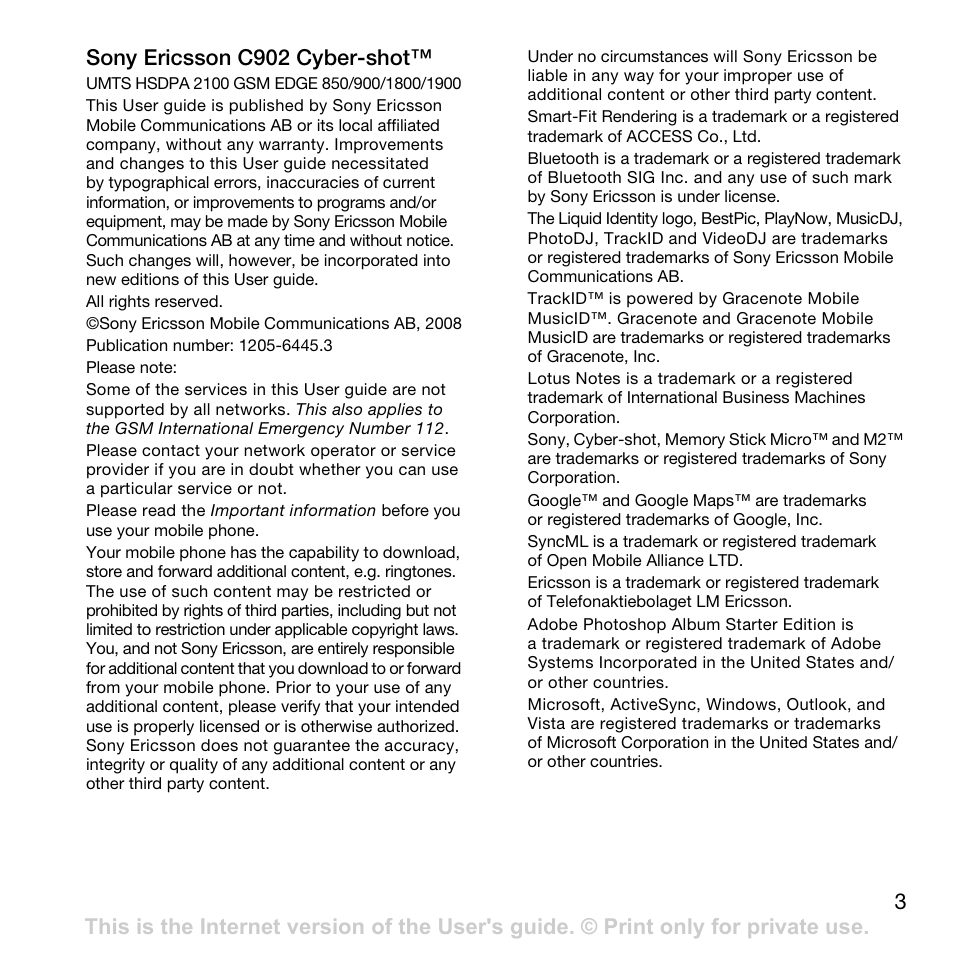 Sony Ericsson Cyber-shot C902 User Manual | Page 5 / 82