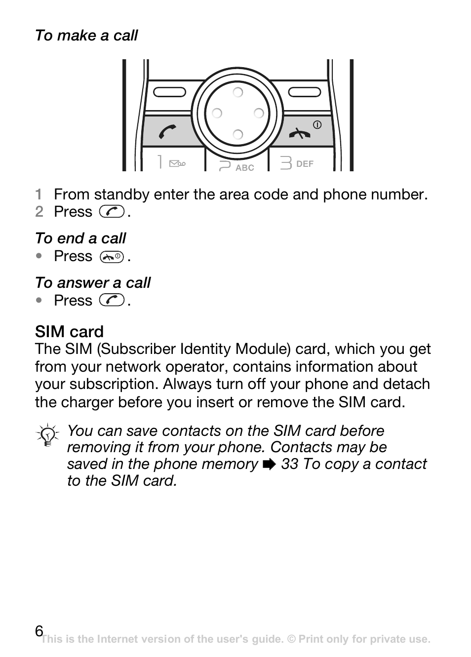 Sim card | Sony Ericsson J110c User Manual | Page 7 / 80