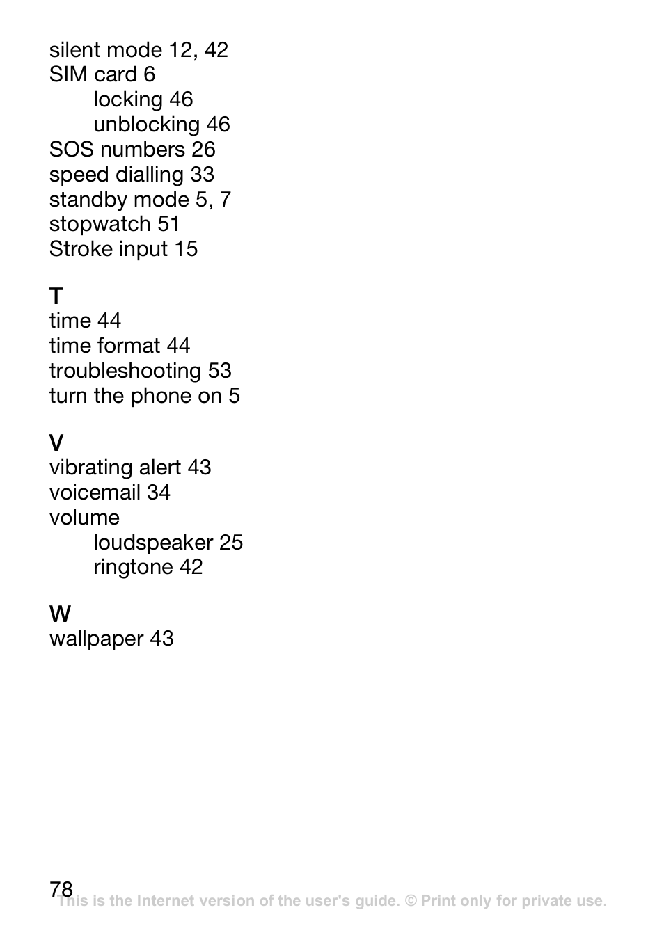 Sony Ericsson J110c User Manual | Page 79 / 80