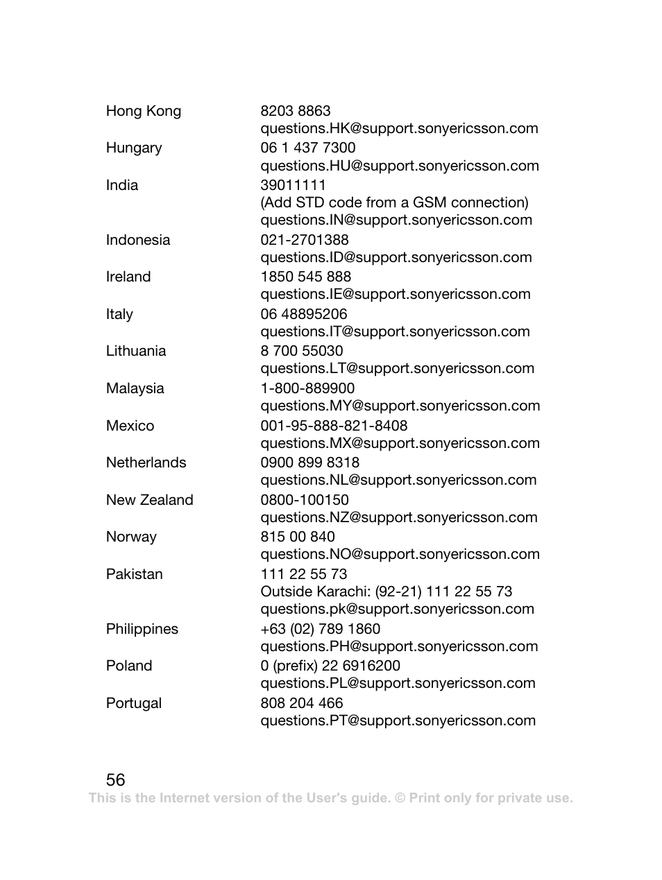 Sony Ericsson J120 User Manual | Page 57 / 74