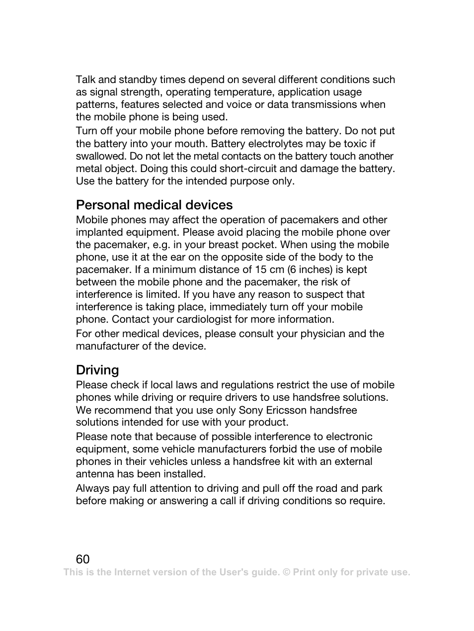 Sony Ericsson J120 User Manual | Page 61 / 74