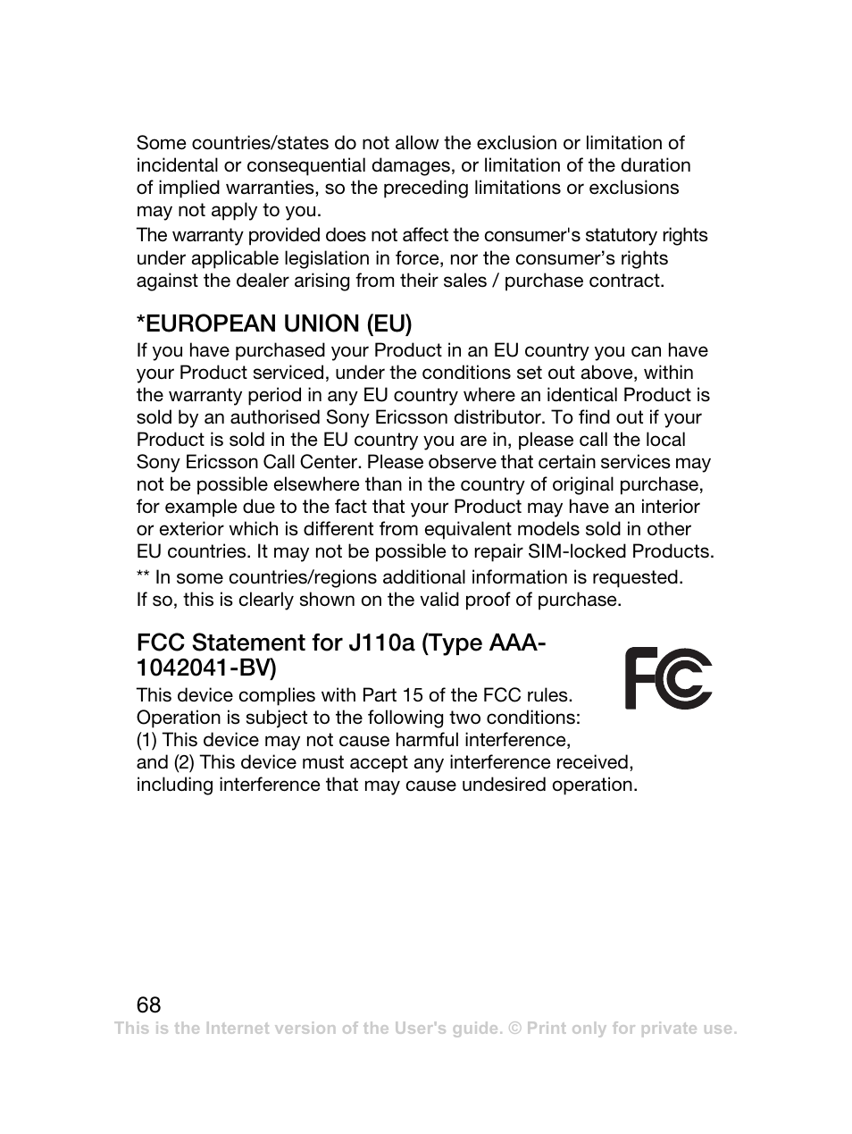 Sony Ericsson J120 User Manual | Page 69 / 74