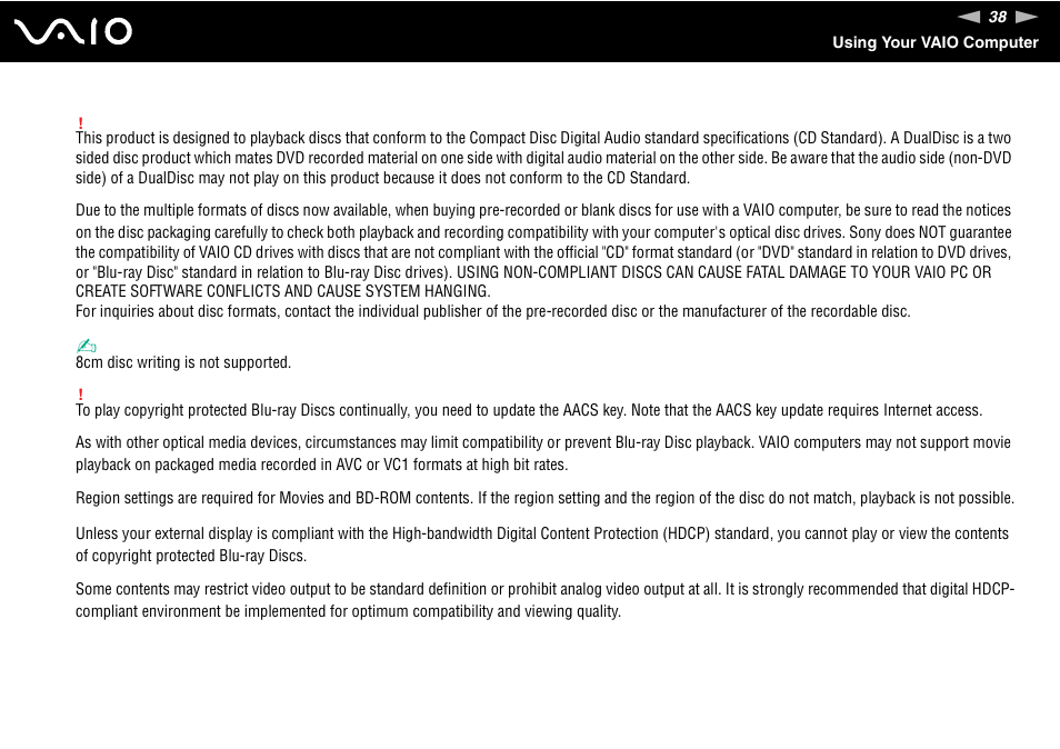 Sony Ericsson VGN-AR500 User Manual | Page 38 / 206