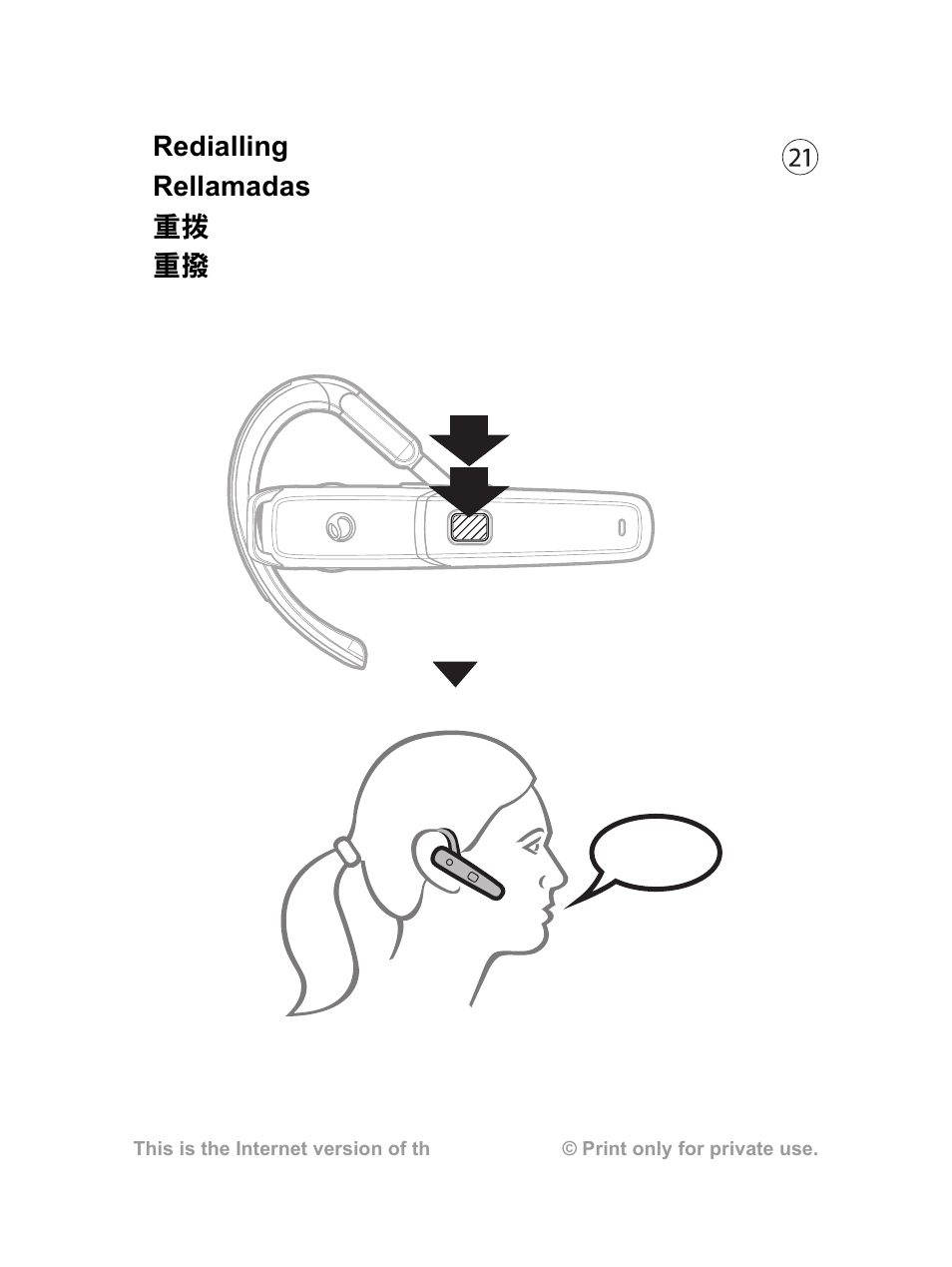 Redialling rellamadas 重拨 重撥 | Sony Ericsson HBH-610a User Manual | Page 22 / 35