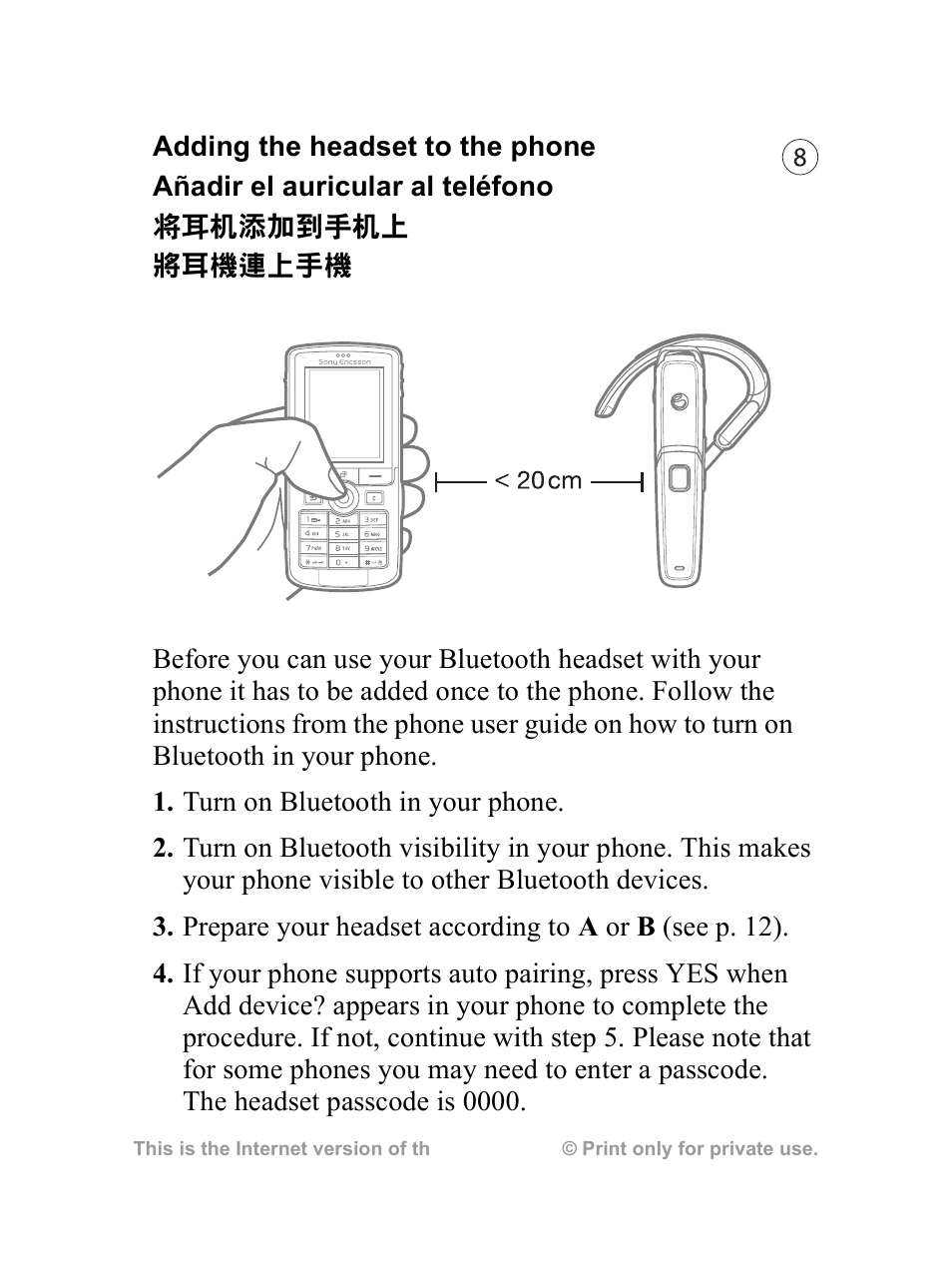 Sony Ericsson HBH-610a User Manual | Page 9 / 35