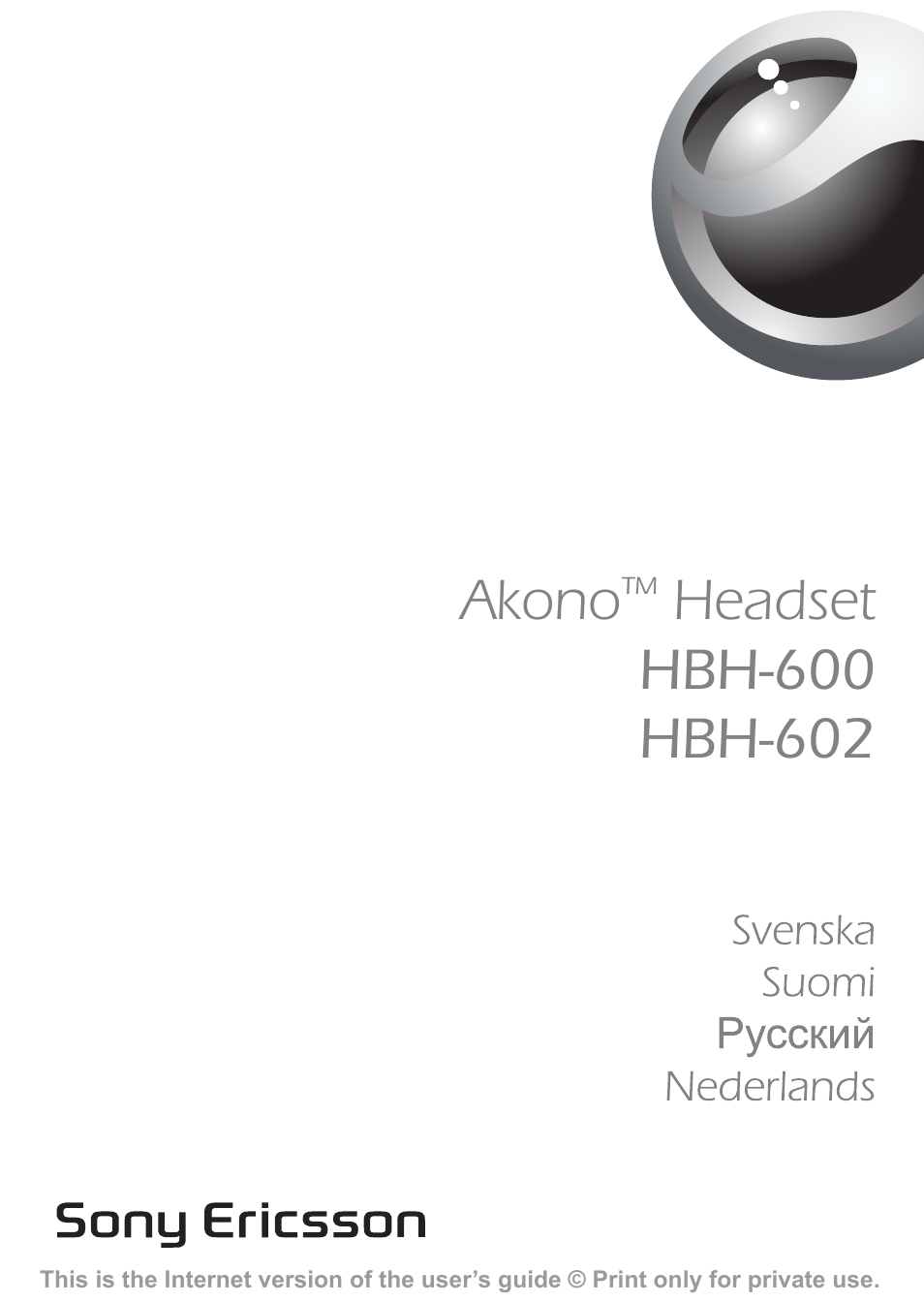 Sony Ericsson HBH-602 User Manual | 36 pages