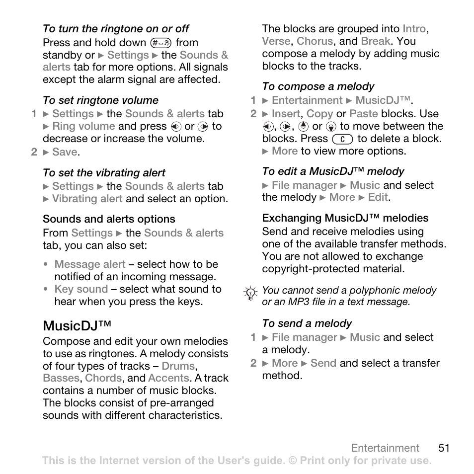 Musicdj | Sony Ericsson K550im User Manual | Page 51 / 88