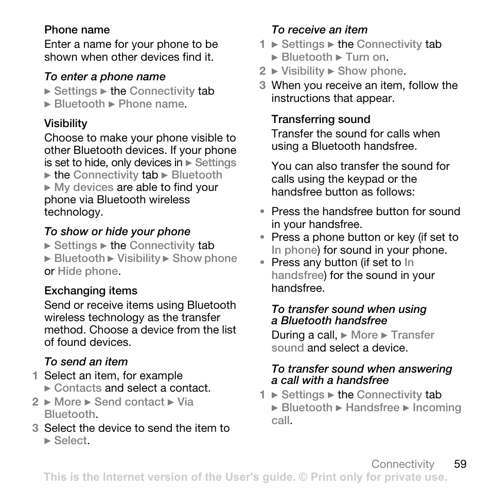 Sony Ericsson K550im User Manual | Page 59 / 88