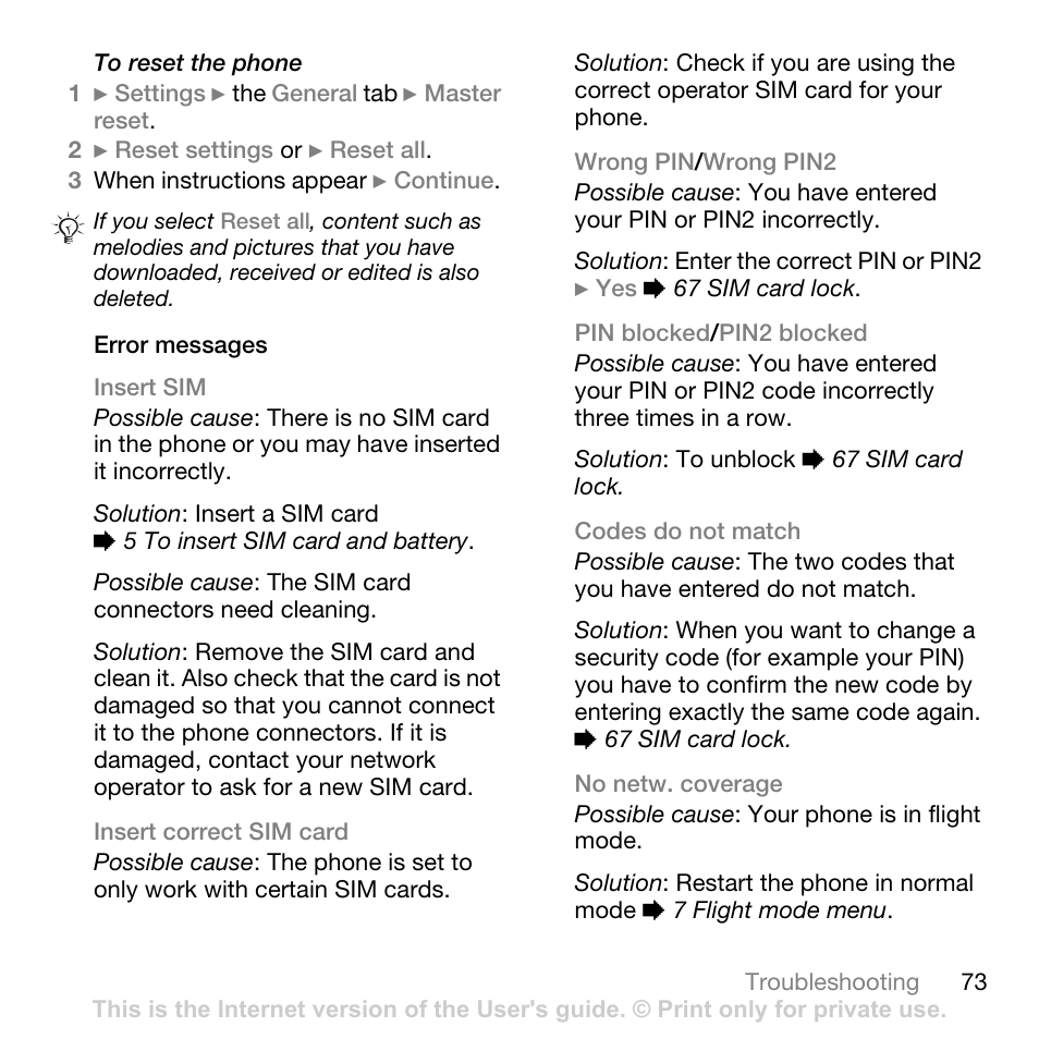 Sony Ericsson K550im User Manual | Page 73 / 88