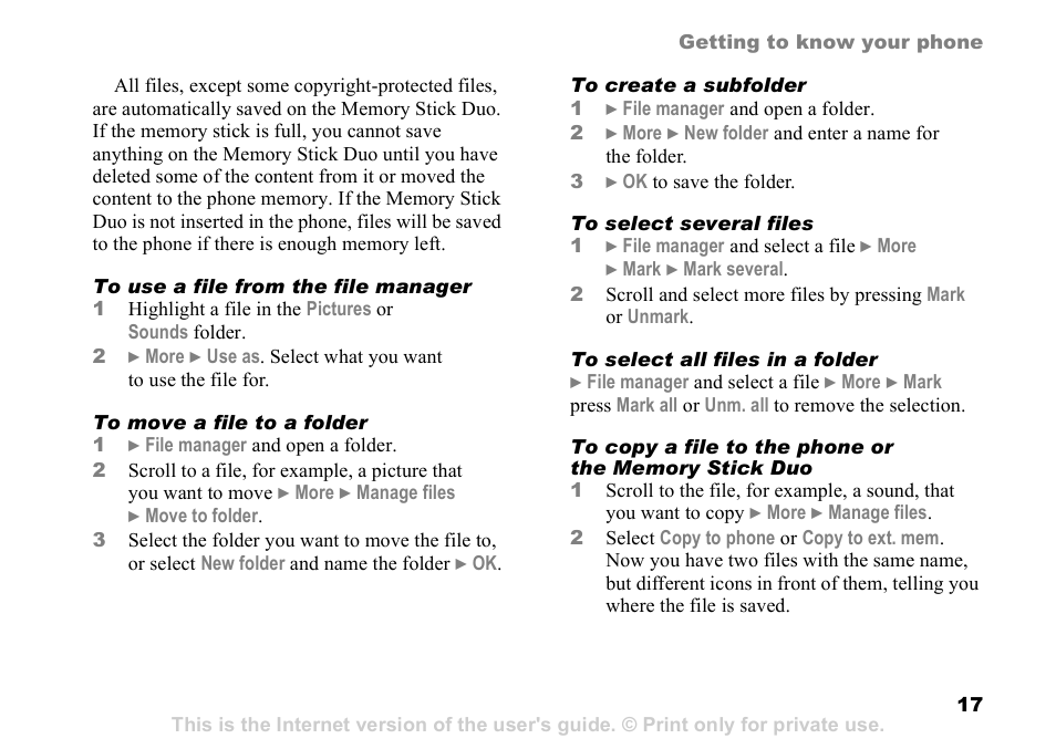 Sony Ericsson D750i User Manual | Page 17 / 101