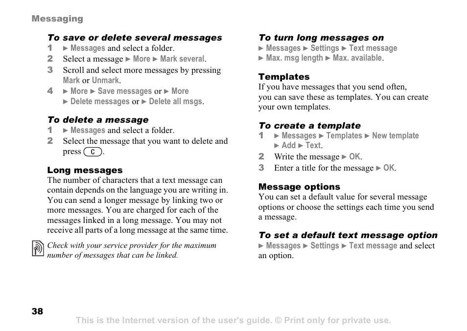 Sony Ericsson D750i User Manual | Page 38 / 101