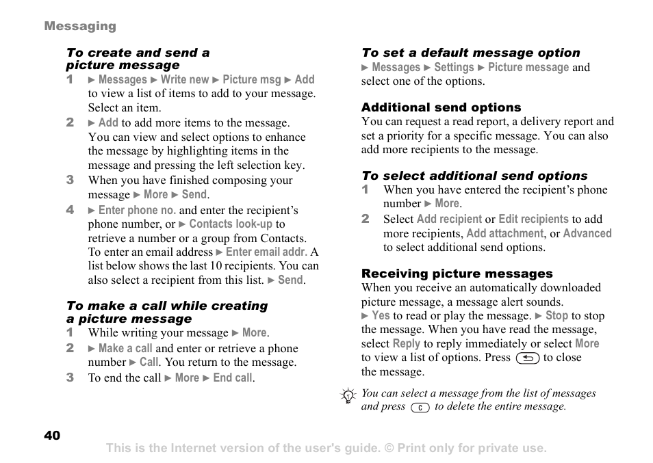 Sony Ericsson D750i User Manual | Page 40 / 101