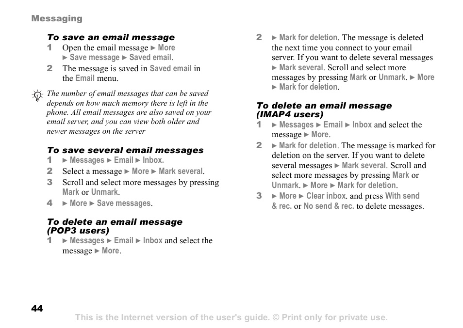 Sony Ericsson D750i User Manual | Page 44 / 101