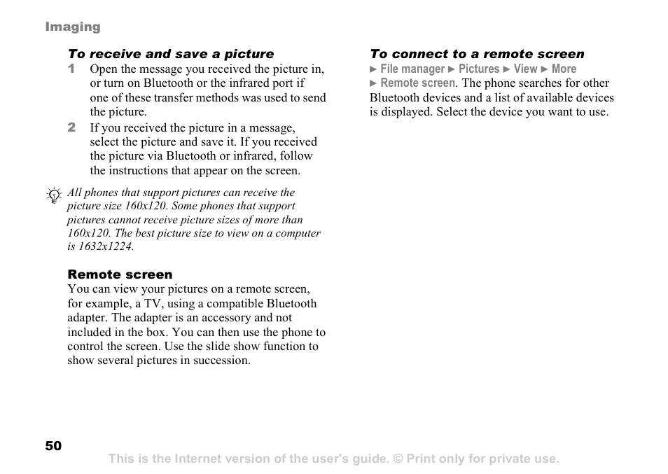 Sony Ericsson D750i User Manual | Page 50 / 101