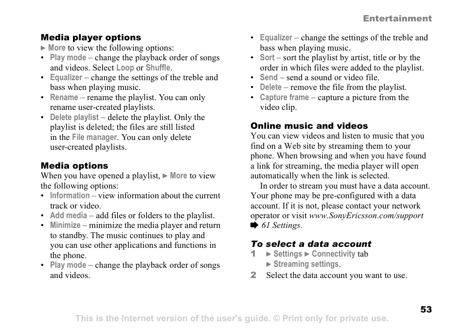 Sony Ericsson D750i User Manual | Page 53 / 101