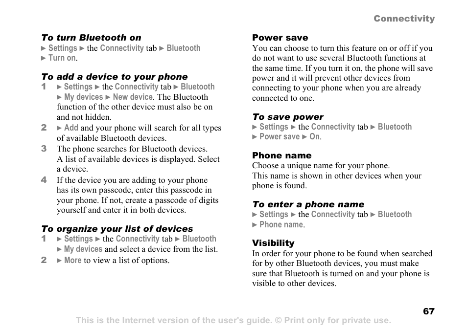 Sony Ericsson D750i User Manual | Page 67 / 101