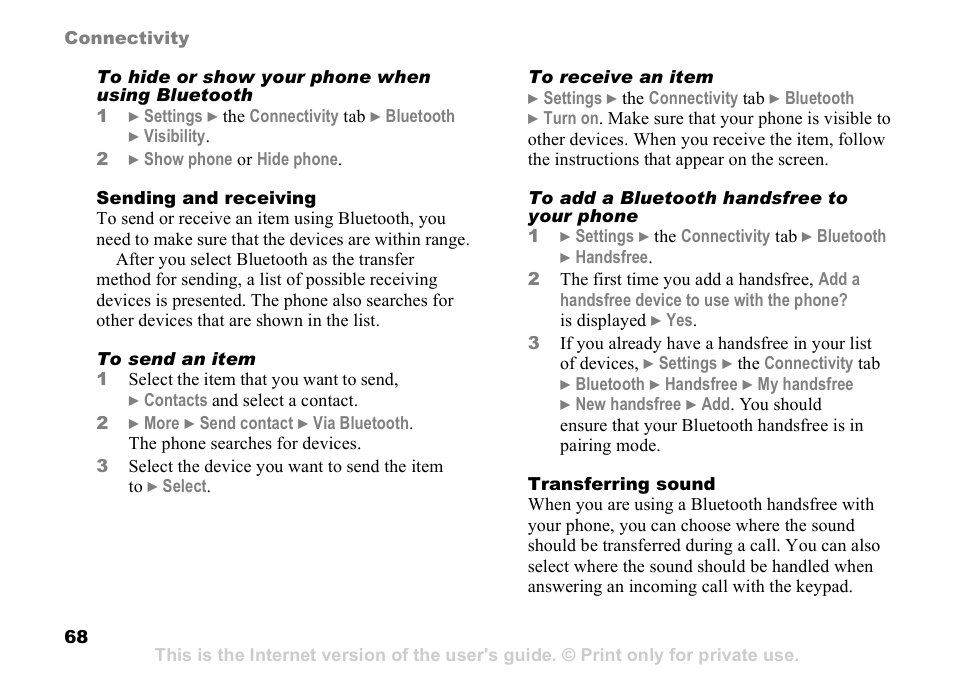 Sony Ericsson D750i User Manual | Page 68 / 101