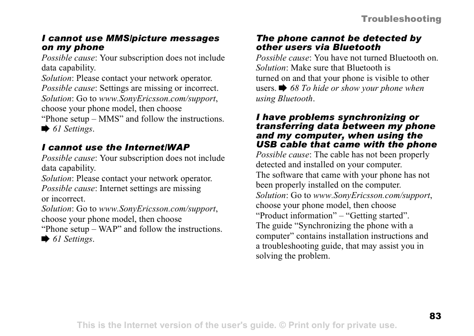 Sony Ericsson D750i User Manual | Page 83 / 101