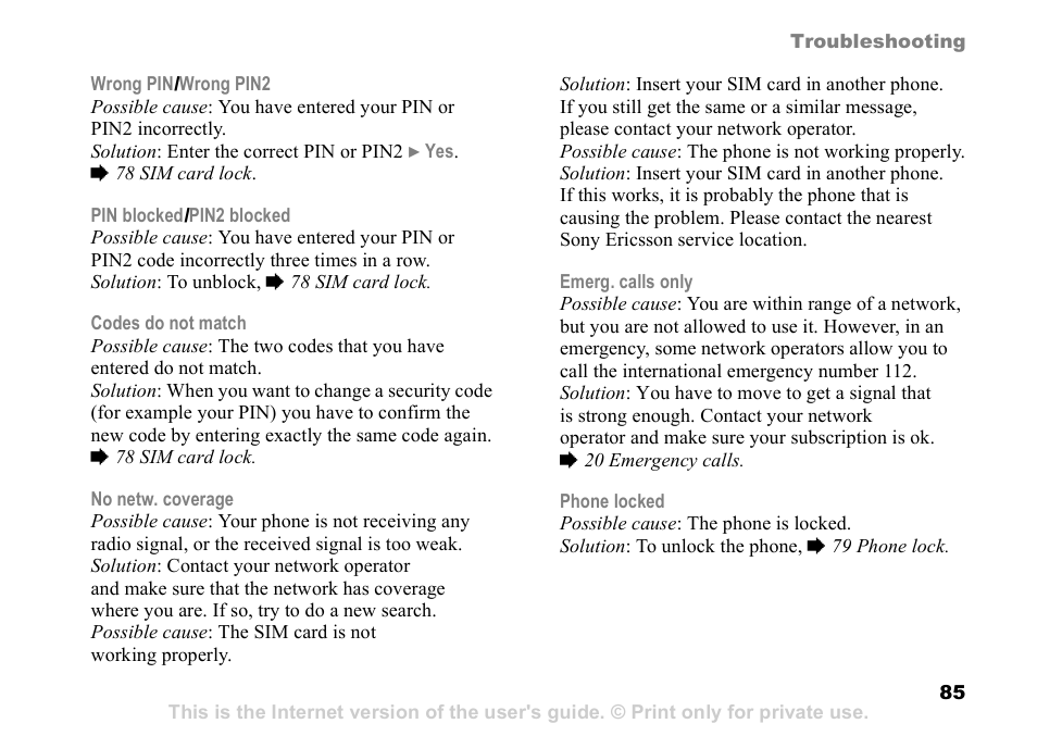 Sony Ericsson D750i User Manual | Page 85 / 101