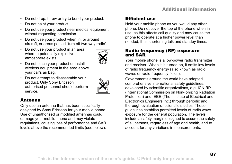 Sony Ericsson D750i User Manual | Page 87 / 101