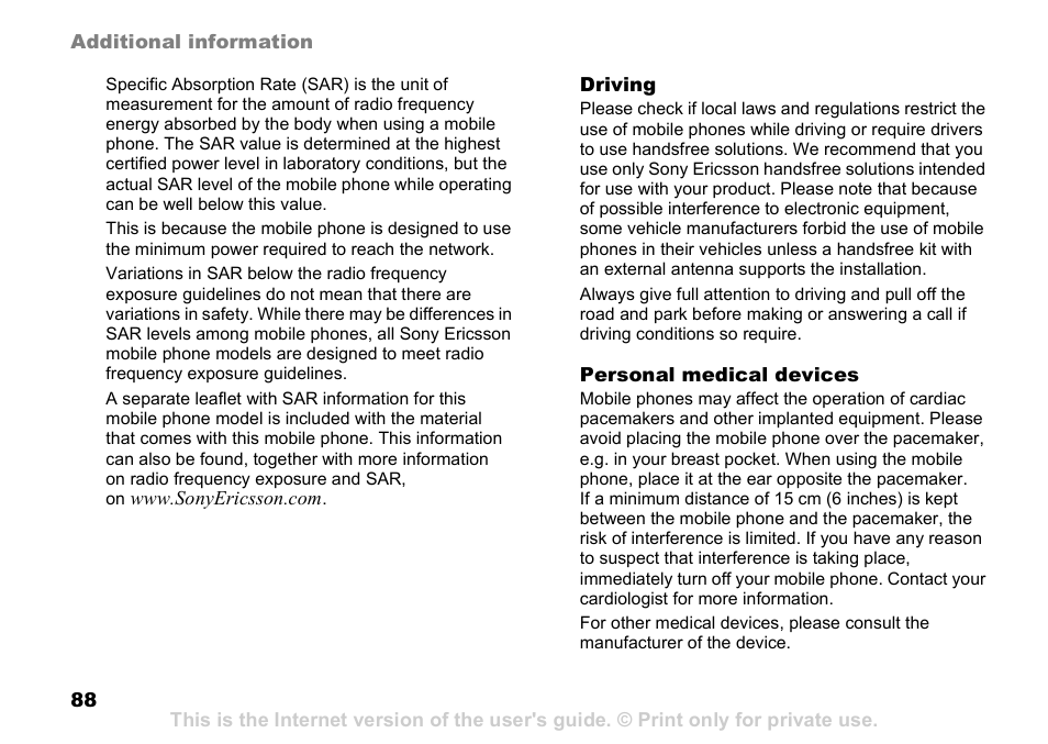 Sony Ericsson D750i User Manual | Page 88 / 101