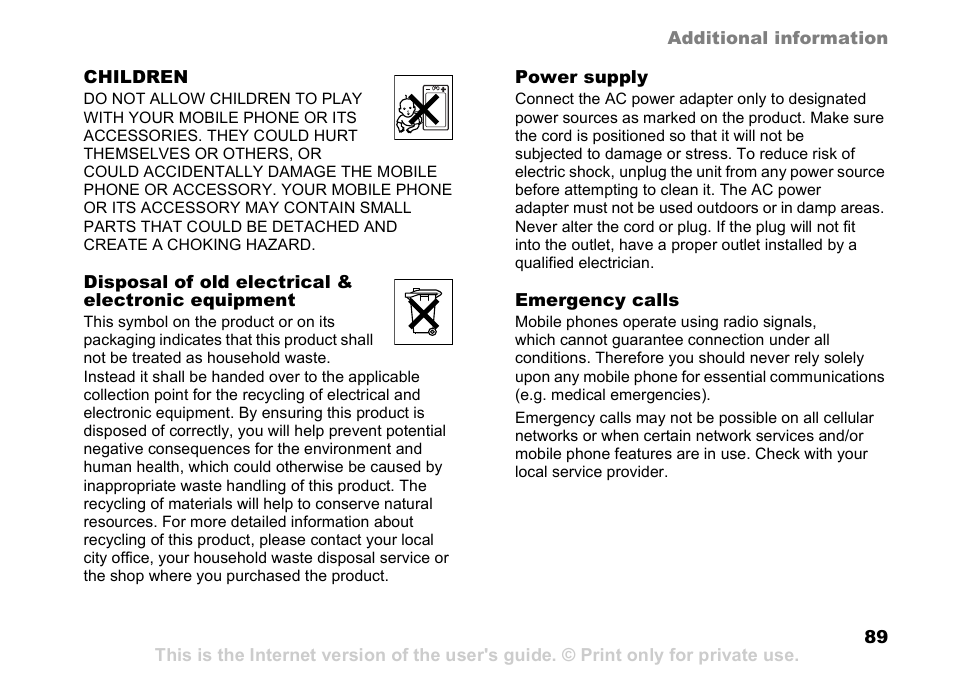 Sony Ericsson D750i User Manual | Page 89 / 101