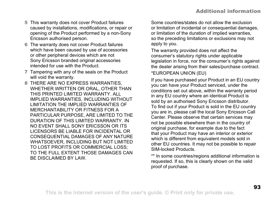 Sony Ericsson D750i User Manual | Page 93 / 101