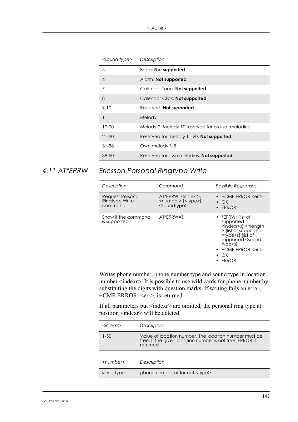 11 at*eprw ericsson personal ringtype write, 11 at*eprw, Ericsson personal ringtype write | Sony Ericsson GM47 User Manual | Page 143 / 338