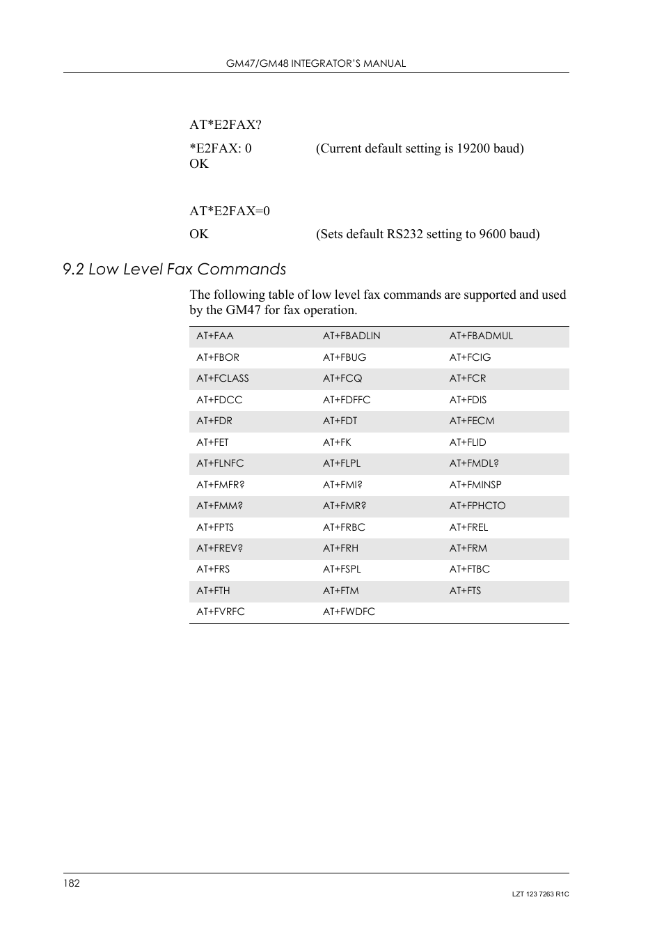 2 low level fax commands, Low level fax commands | Sony Ericsson GM47 User Manual | Page 182 / 338
