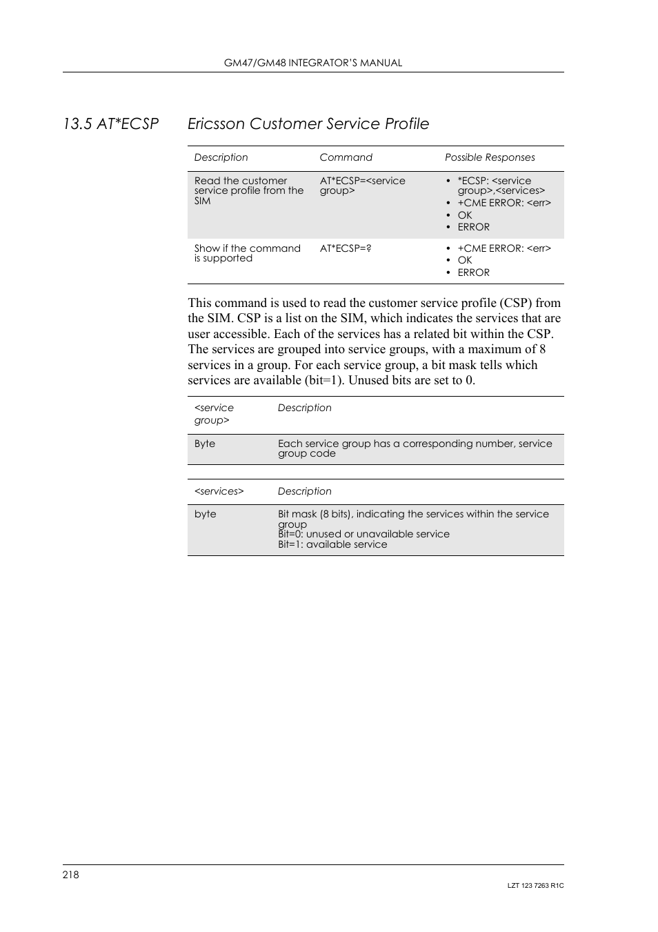 5 at*ecsp ericsson customer service profile, 5 at*ecsp, Ericsson customer service profile | Sony Ericsson GM47 User Manual | Page 218 / 338