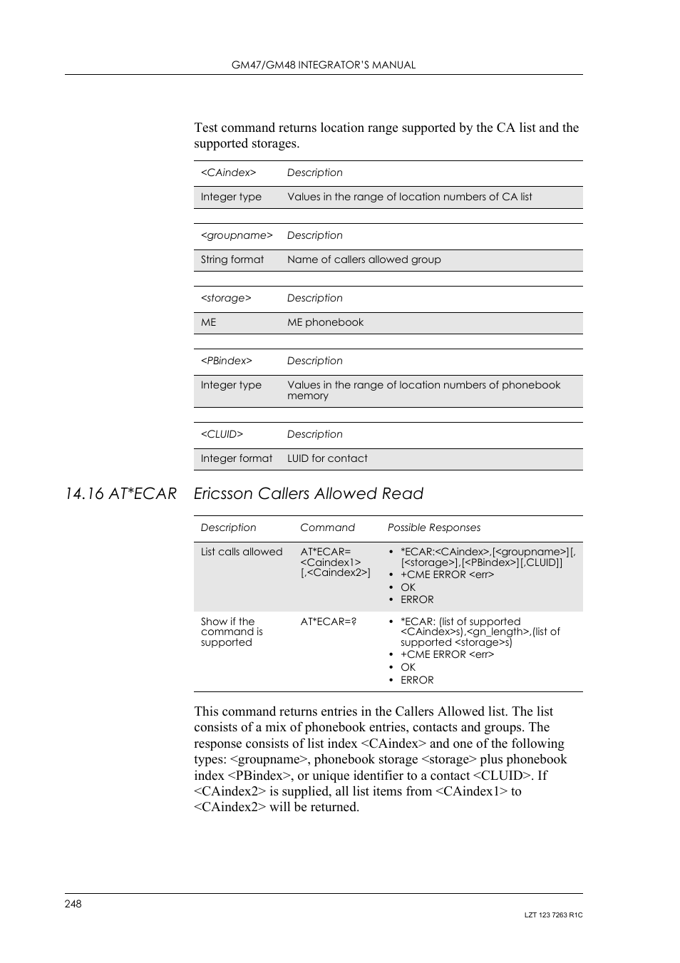 16 at*ecar ericsson callers allowed read, 16 at*ecar, Ericsson callers allowed read | Sony Ericsson GM47 User Manual | Page 248 / 338