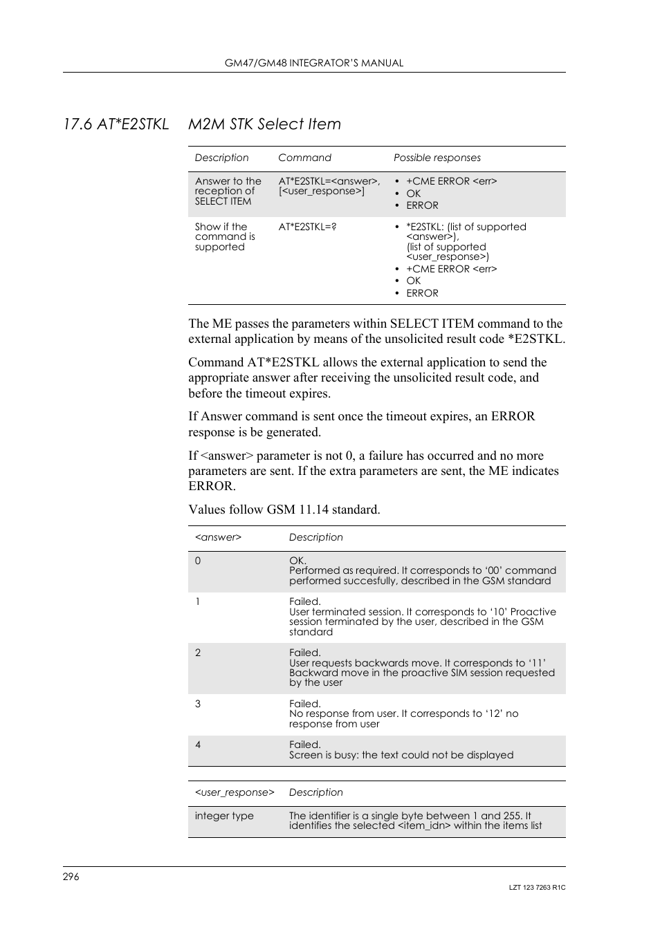 6 at*e2stkl m2m stk select item, 6 at*e2stkl, M2m stk select item | Sony Ericsson GM47 User Manual | Page 296 / 338