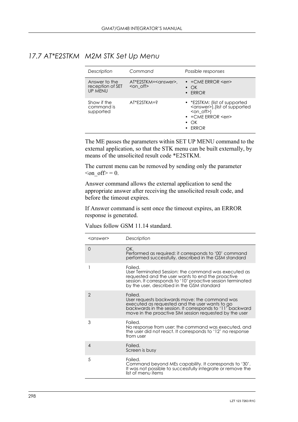 7 at*e2stkm m2m stk set up menu, 7 at*e2stkm, M2m stk set up menu | Sony Ericsson GM47 User Manual | Page 298 / 338