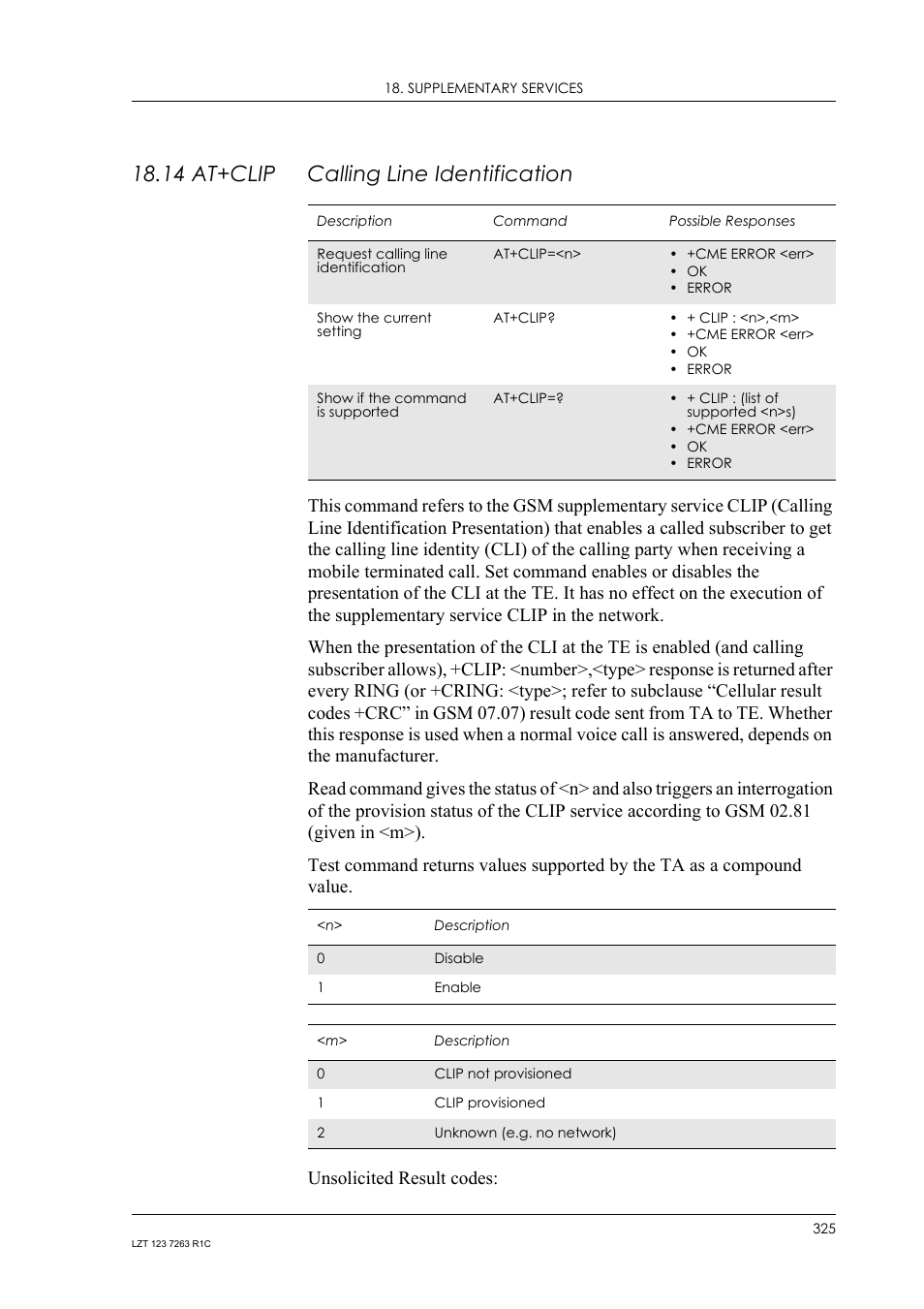 14 at+clip calling line identification, 14 at+clip, Calling line identification | Sony Ericsson GM47 User Manual | Page 325 / 338