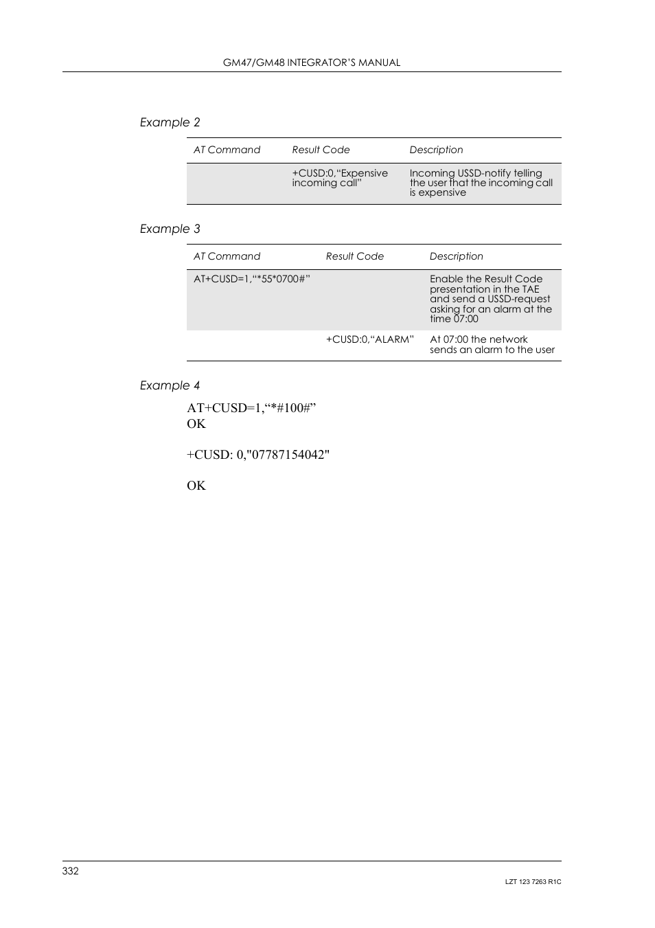 Example 2, Example 3, Example 4 | Sony Ericsson GM47 User Manual | Page 332 / 338