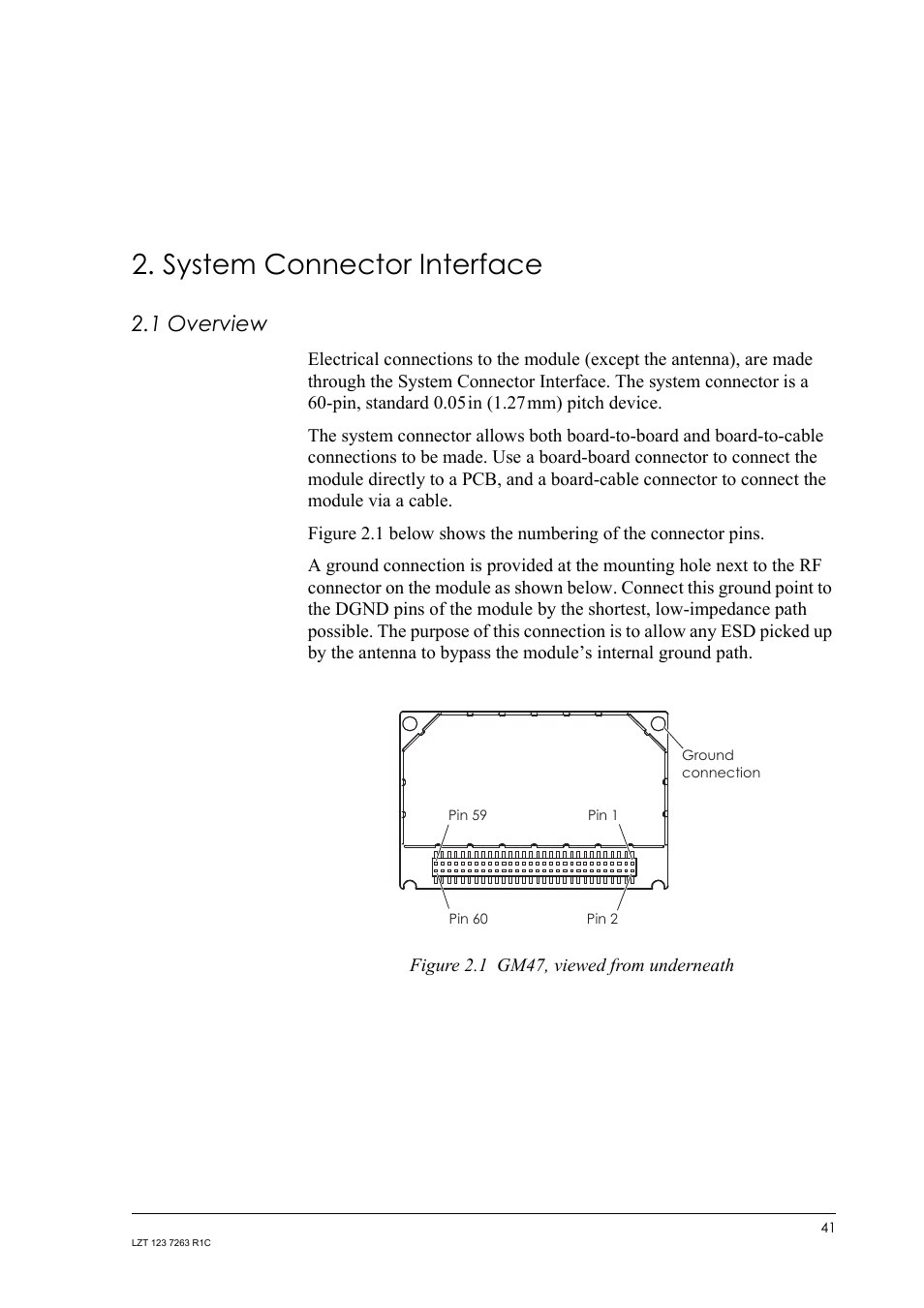 System connector interface, 1 overview, Overview | Sony Ericsson GM47 User Manual | Page 41 / 338