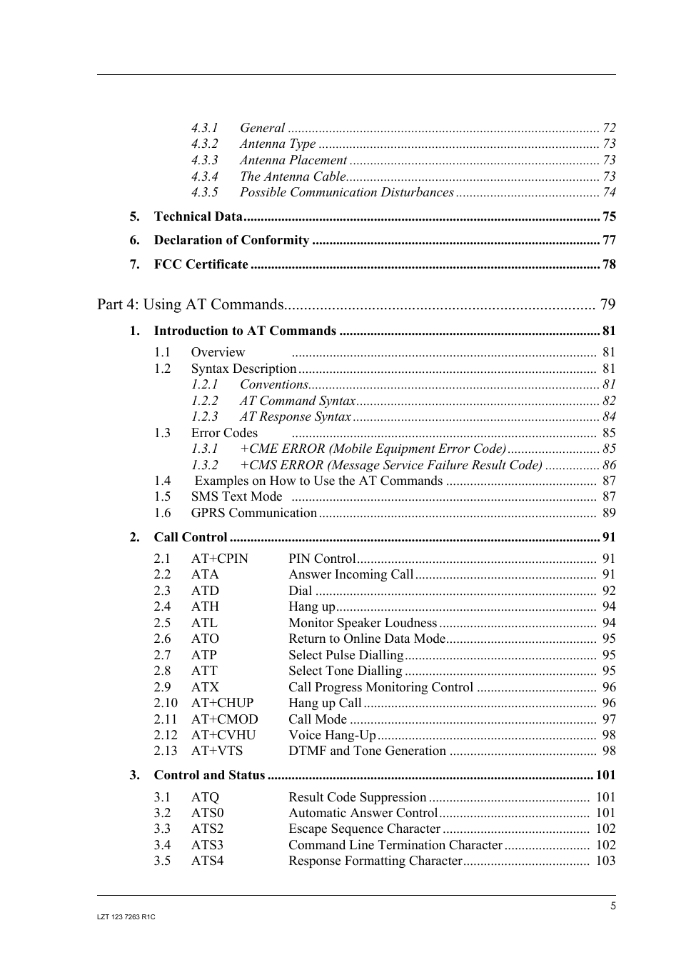 Part 4: using at commands 79 | Sony Ericsson GM47 User Manual | Page 5 / 338