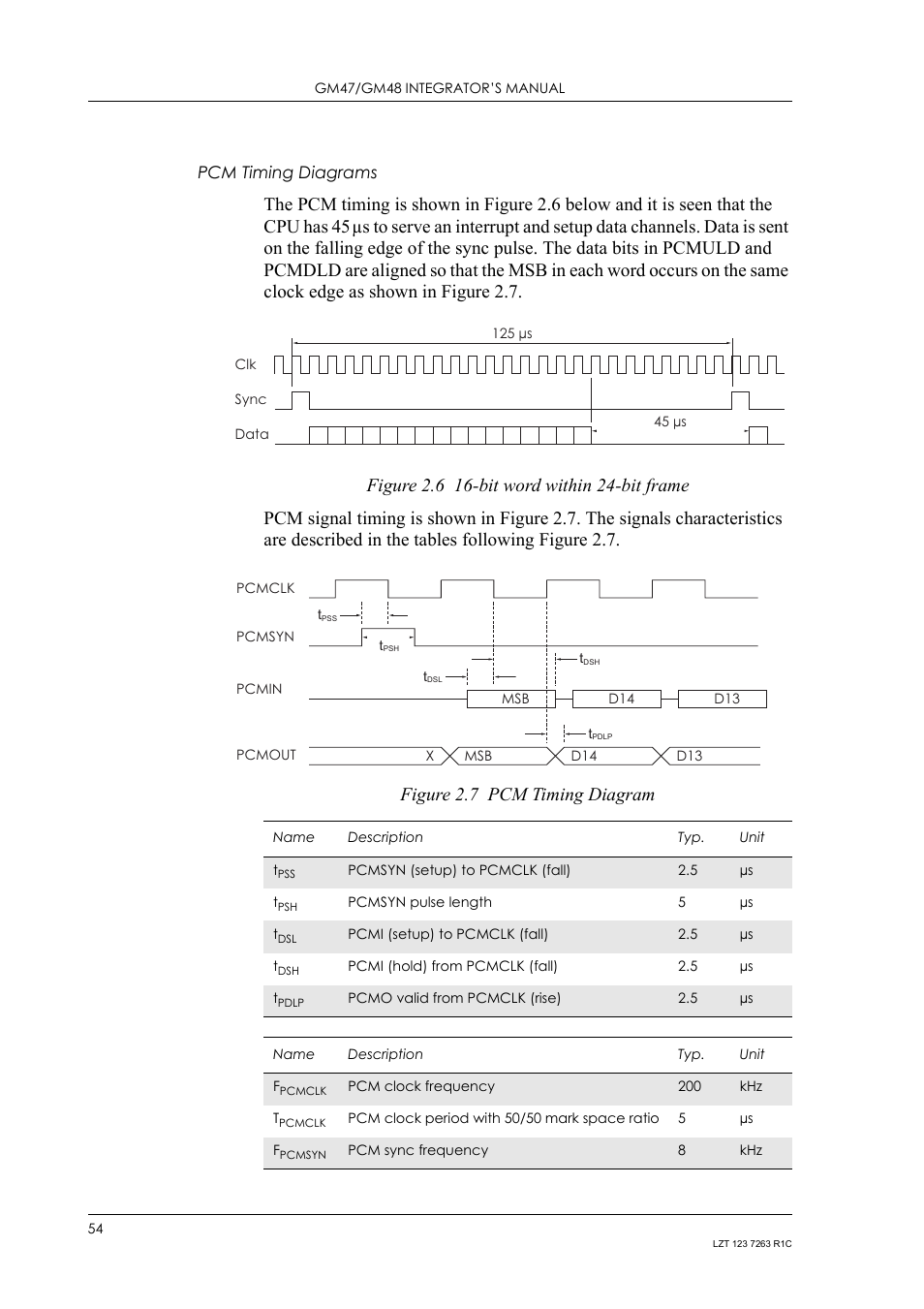 Pcm timing diagrams | Sony Ericsson GM47 User Manual | Page 54 / 338