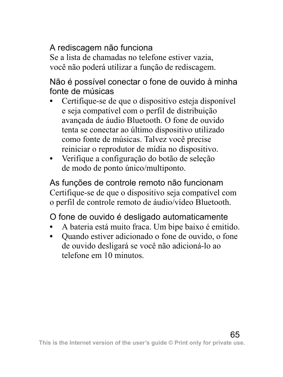 Sony Ericsson Bluetooth HBH-DS970 User Manual | Page 66 / 70
