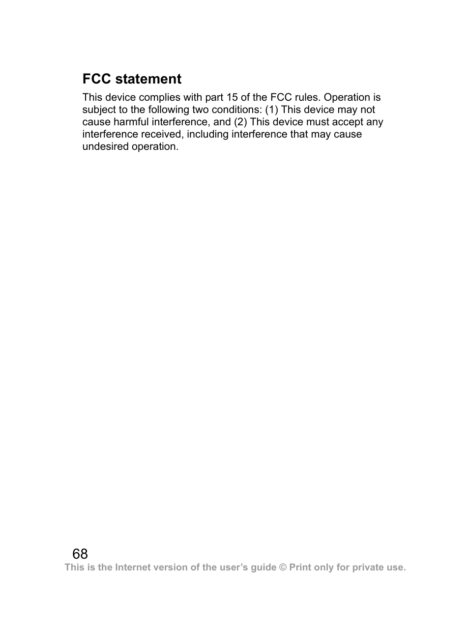 Fcc statement | Sony Ericsson Bluetooth HBH-DS970 User Manual | Page 69 / 70