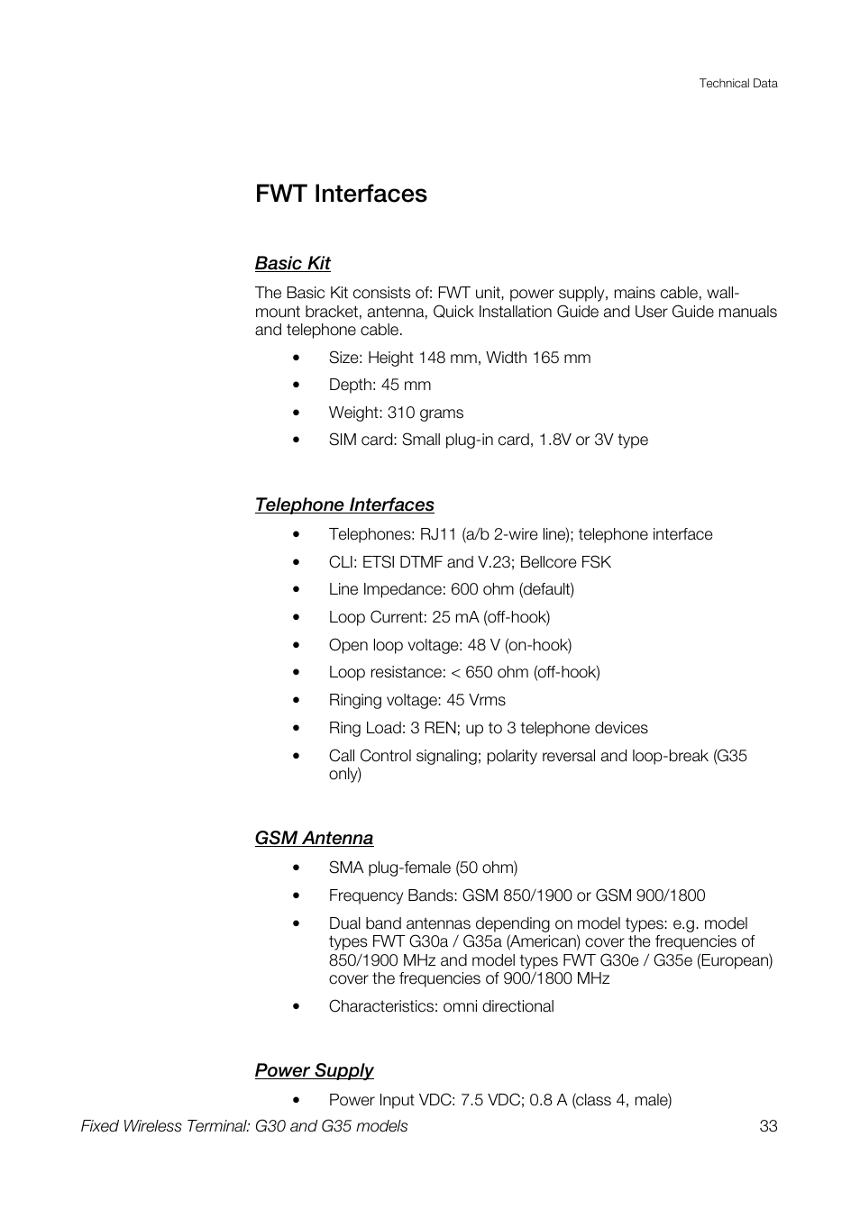 Fwt interfaces | Sony Ericsson G30 User Manual | Page 33 / 48