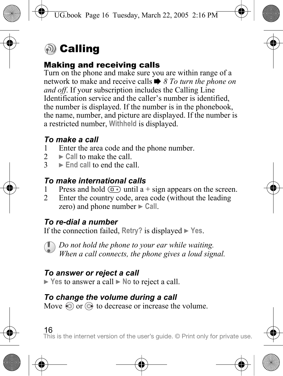 Calling | Sony Ericsson K300a User Manual | Page 18 / 85